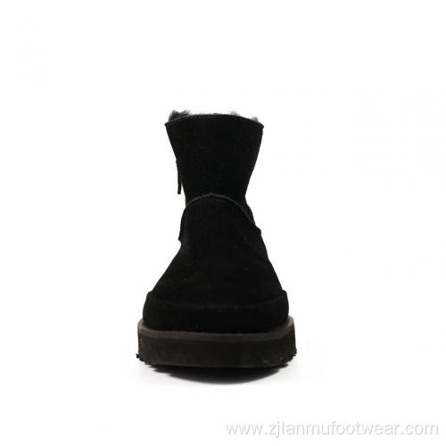 Side Zipper Design Genuine Leather Causal Boots